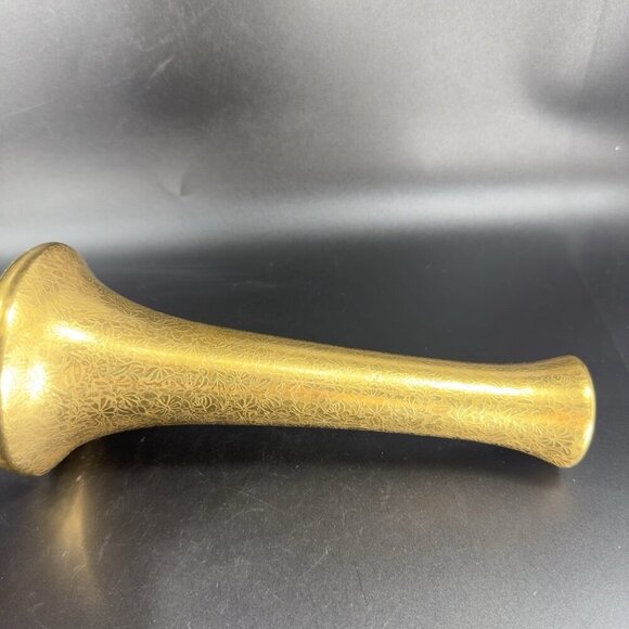 Wheeling Decorating Co Gold Porcelain Vase Floral Textured Pattern Vessel VTG - Picture 4 of 11